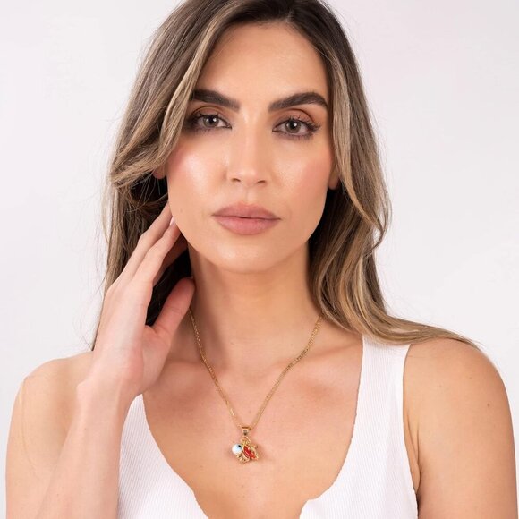 18K Gold Plated Luck Charms Necklace With Mariner Chain – Made In Brazil - Picture 3 of 6